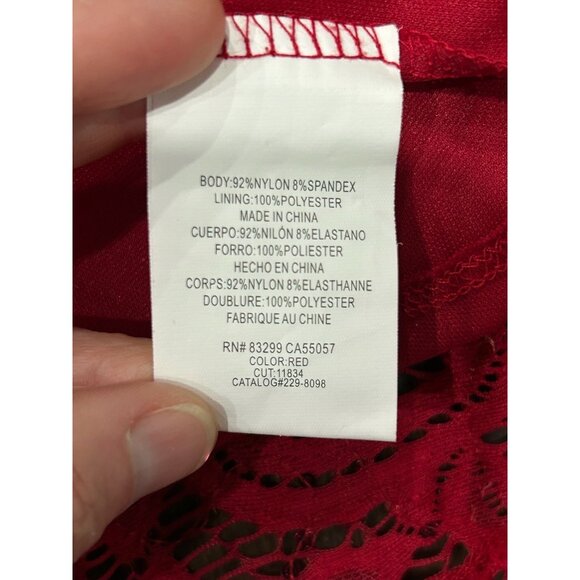 Onyx Nite Red Lace Sheer Blouse Sz XL - Picture 6 of 9
